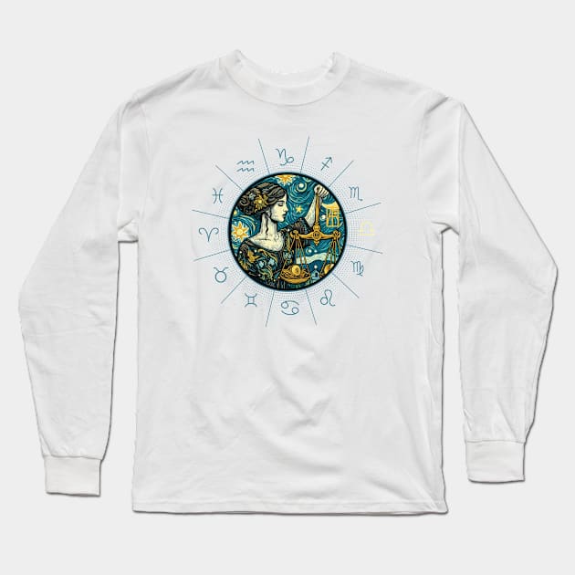 ZODIAC Libra - Astrological LIBRA - LIBRA - ZODIAC sign - Van Gogh style - 12 Long Sleeve T-Shirt by ArtProjectShop